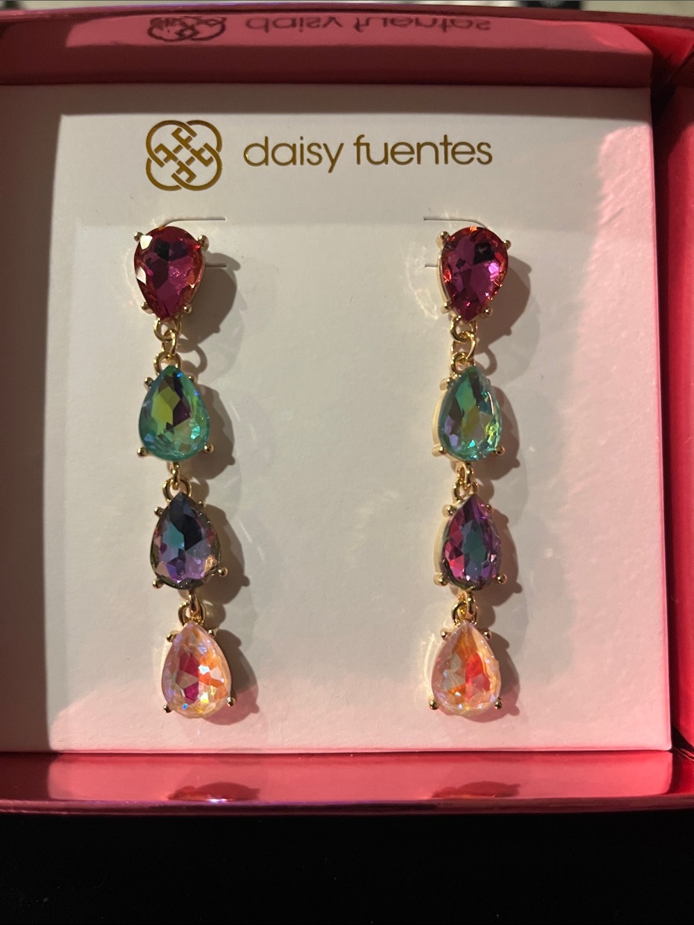 Boxed Daisy Fuentes Multicolor Teardrop Drop Earrings - Gold Tone